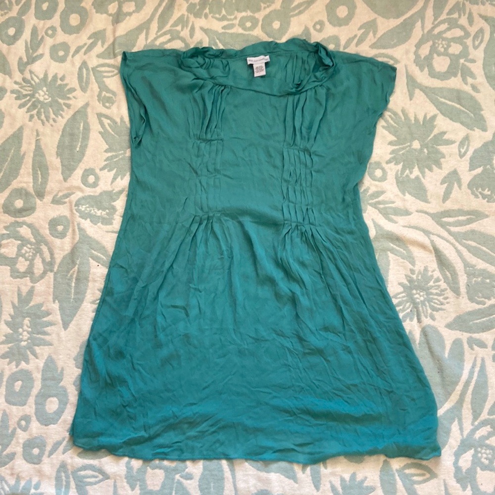 Soft Surroundings Sz L Teal Blue Green mini unlined dress